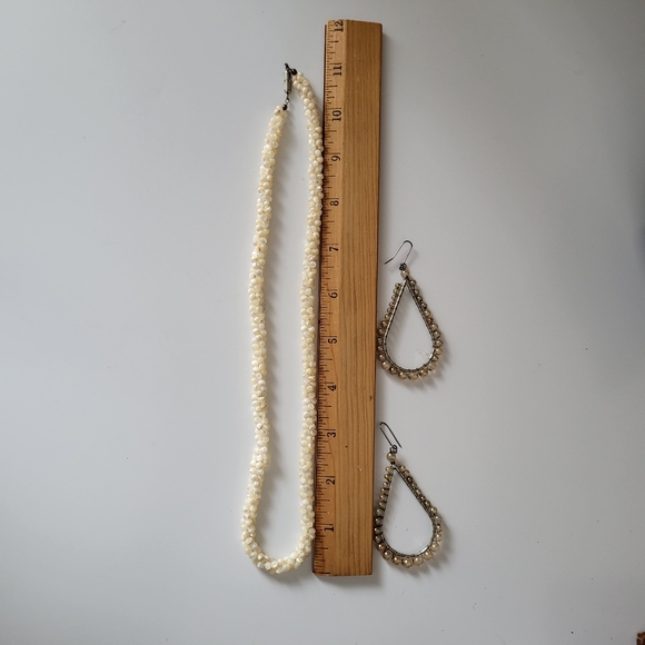 Vintage Mother of Pearl Twisted Necklace with Complimentary Contemporary Earring - Picture 16 of 16